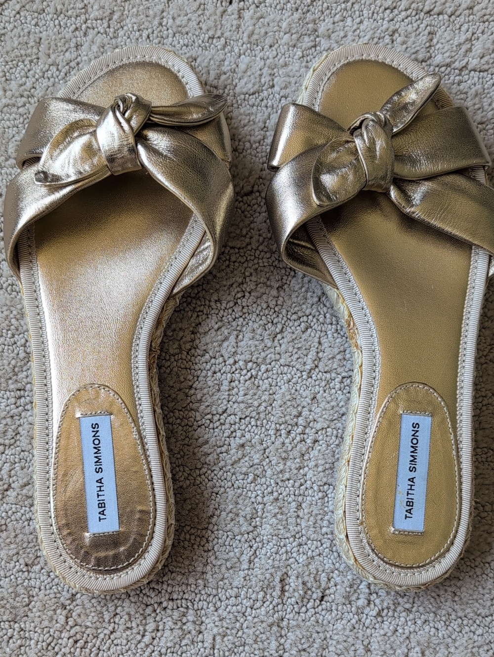 Tabitha Simmons Gold Knot Slide Mules